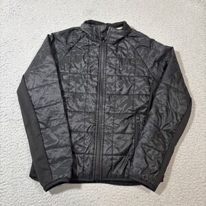 Smartwool Quilted Jacket Girls Kids Sz Large Black Zip Merino Wool Long Sleeve